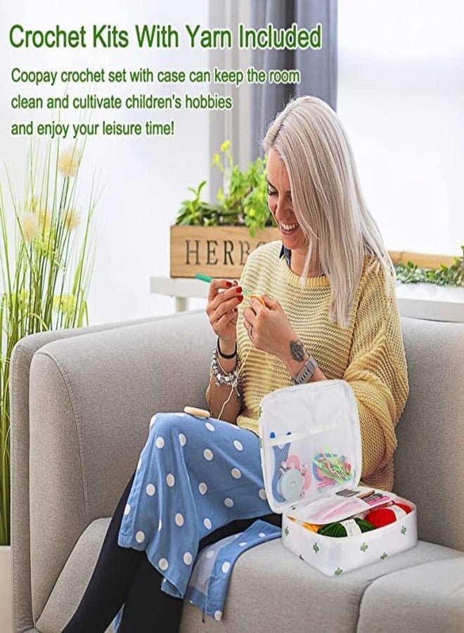 Tusmad Crochet Kit for Beginners Adults - 107 Pcs Starter Crochet & Knitting Kit with Yarn, Hooks, Stitch Markers & Accessories, Complete Crochet Set in Cactus White Storage Bag - Image 2
